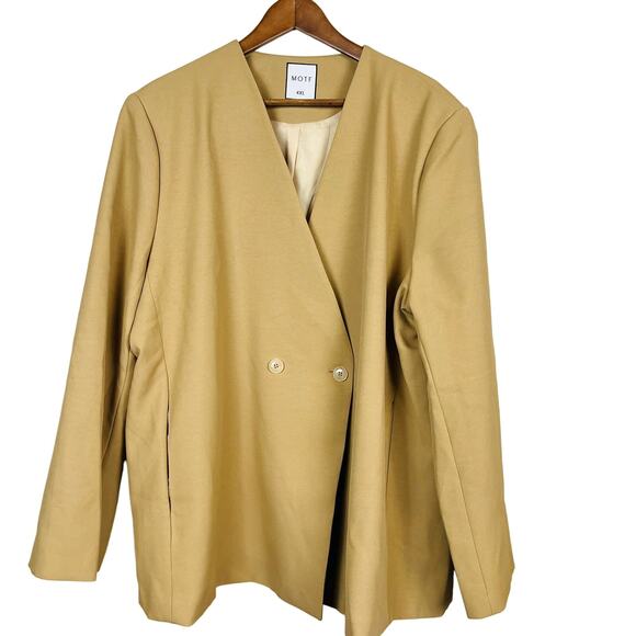 NEW! Motf No Collar Blazer Dual Button Front Tan - 4X - Picture 1 of 6
